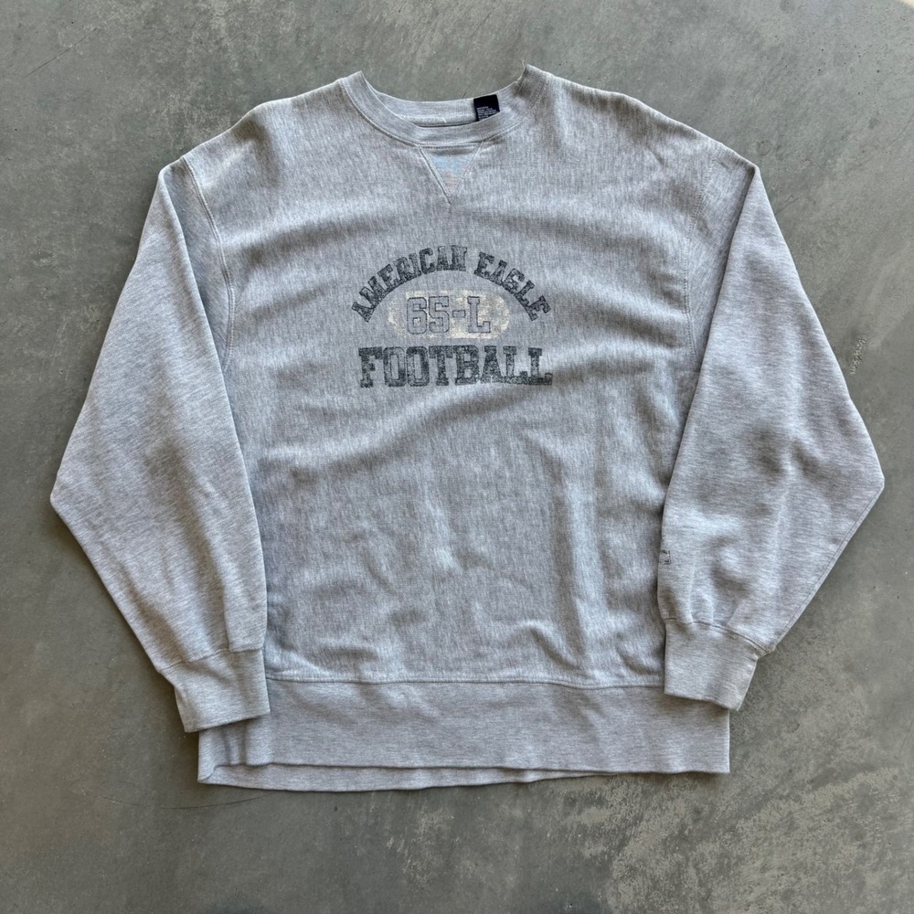 American Eagle Football Graphic Sweatshirt Mens XL Gray Crewneck Vintage Style